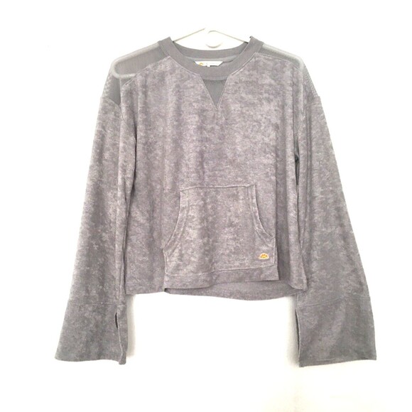 C&C California Top Terry Mesh Size M Bell Long Sleeves Gray Casual Pockets Beach - Picture 1 of 13